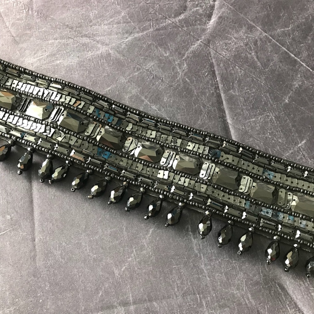 Anthropologie black beaded belt